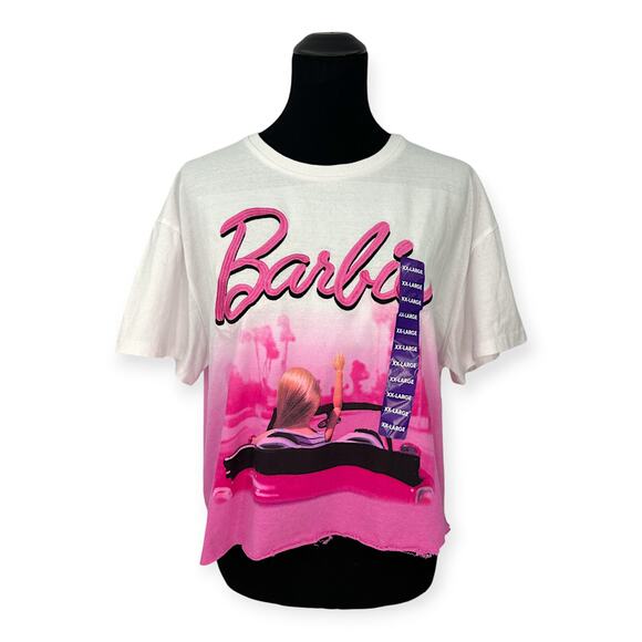 Barbie | NWT | XXL | Cropped Barbie Dream Summer Dip Dye Short Sleeve T-shirt - Picture 1 of 7